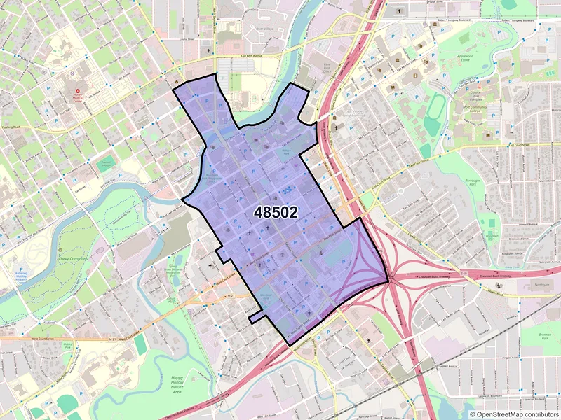 Map of ZIP Code 48502 — Flint, MI