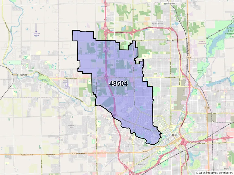 Map of ZIP Code 48504 — Flint, MI