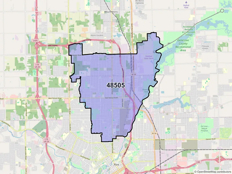 Map of ZIP Code 48505 — Flint, MI