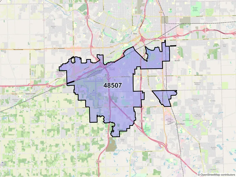 Map of ZIP Code 48507 — Flint, MI