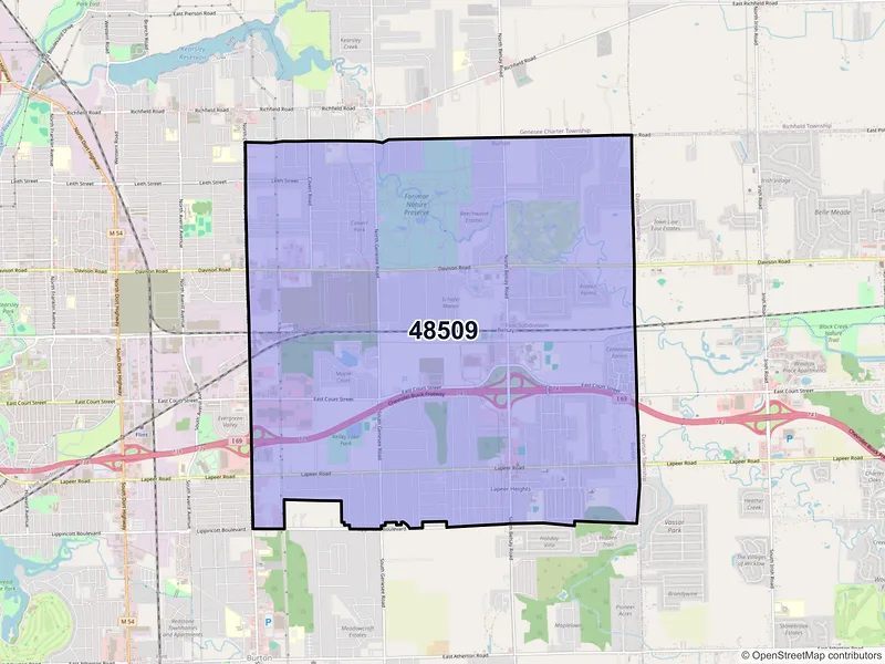 Map of ZIP Code 48509 — Burton, MI