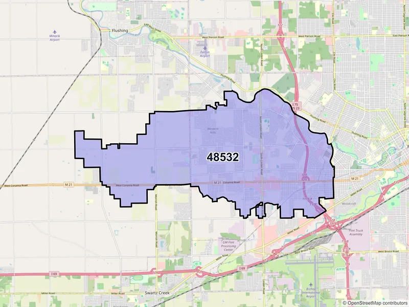 Map of ZIP Code 48532 — Flint, MI