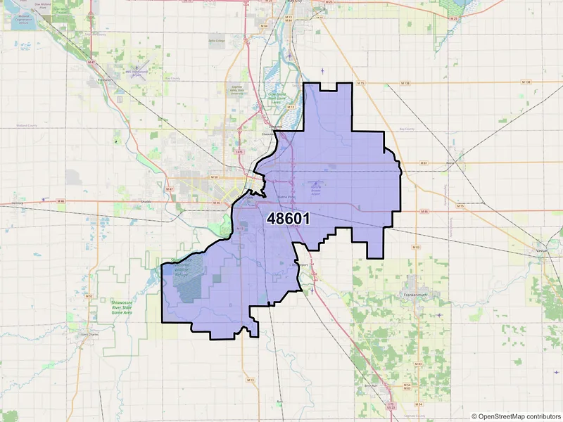 Map of ZIP Code 48601 — Saginaw, MI