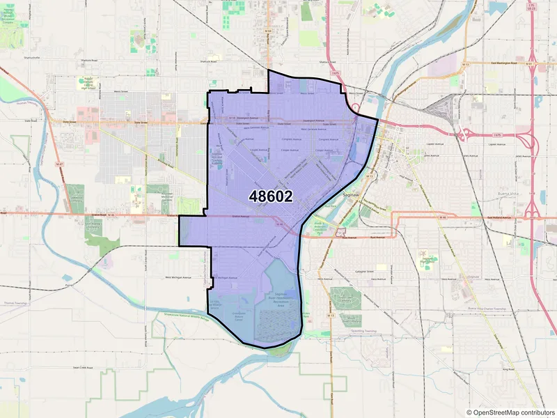 Map of ZIP Code 48602 — Saginaw, MI