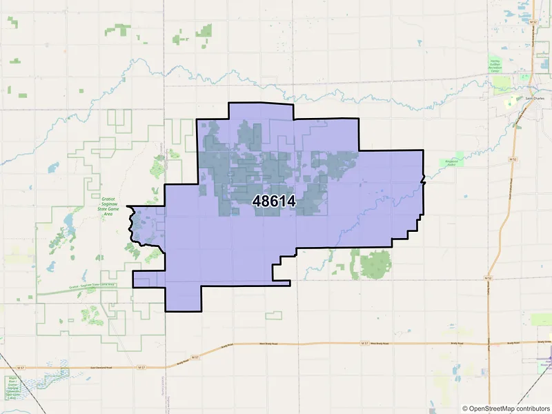 Map of ZIP Code 48614 — Brant, MI