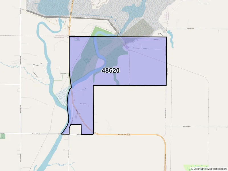Map of Edenville, Michigan and ZIP codes