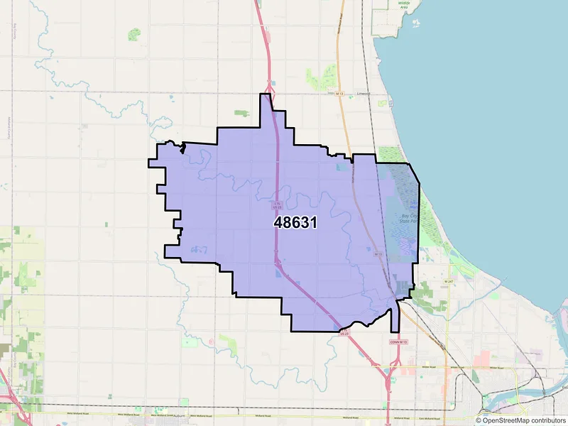 Map of ZIP Code 48631 — Kawkawlin, MI