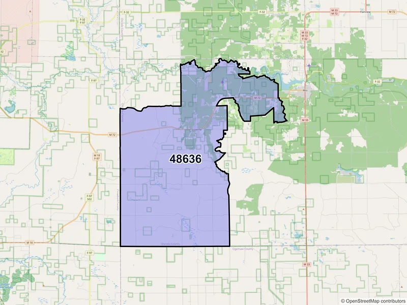 Map of ZIP Code 48636 — Luzerne, MI
