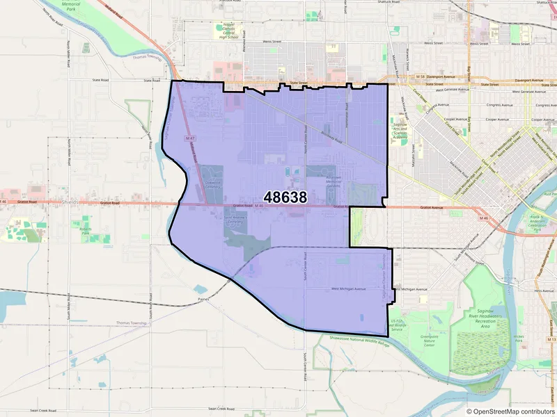 Map of ZIP Code 48638 — Saginaw, MI