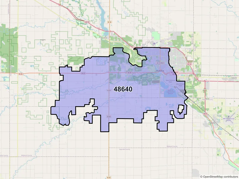 Map of ZIP Code 48640 — Midland, MI