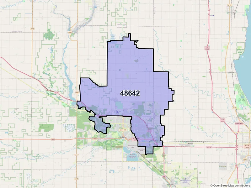 Map of ZIP Code 48642 — Midland, MI