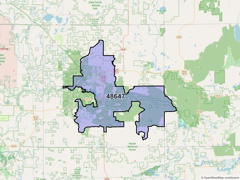 Map of ZIP Code 48647 — Mio, MI