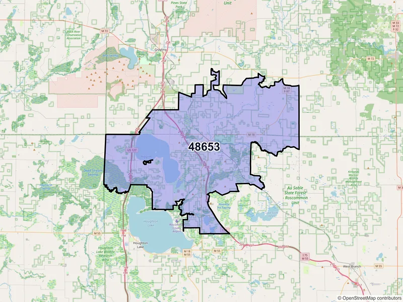 Map of ZIP Code 48653 — Roscommon, MI