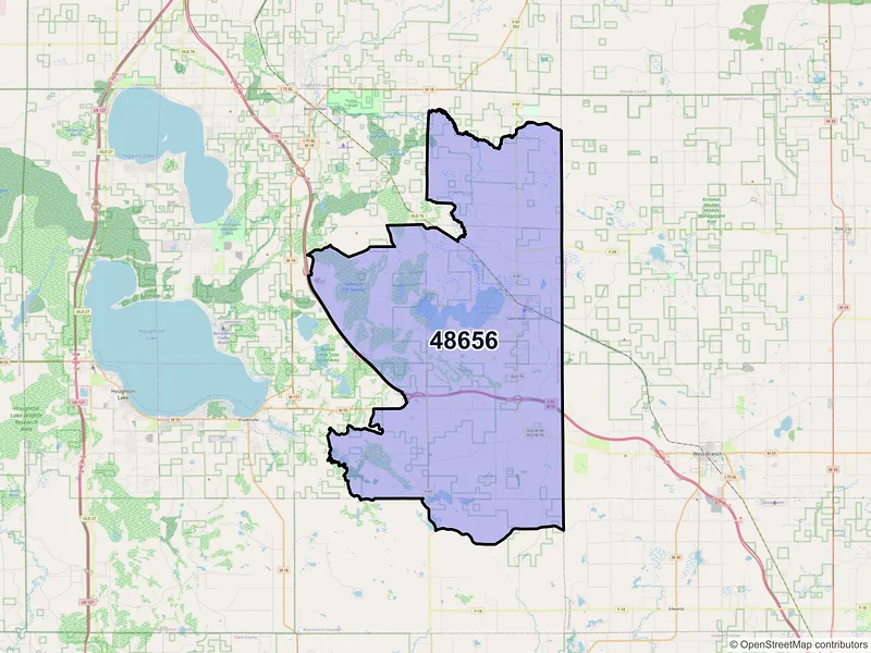 Map of ZIP Code 48656 — Saint Helen, MI