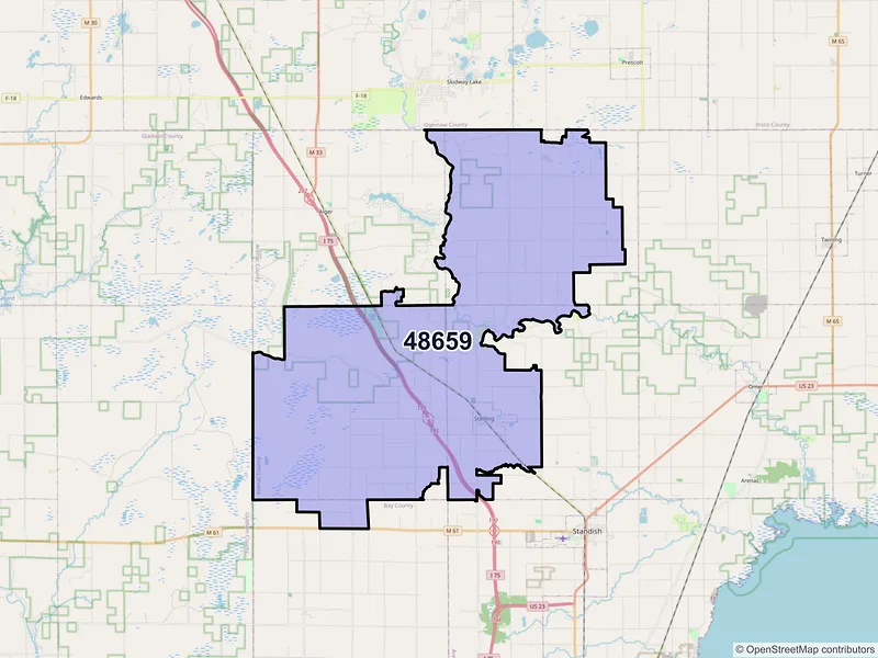 Map of ZIP Code 48659 — Sterling, MI
