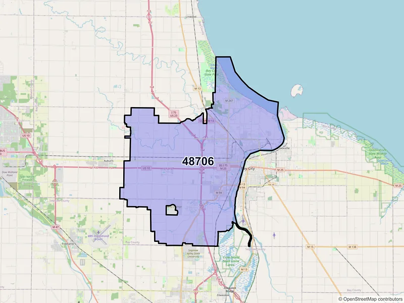Map of ZIP Code 48706 — Bay City, MI