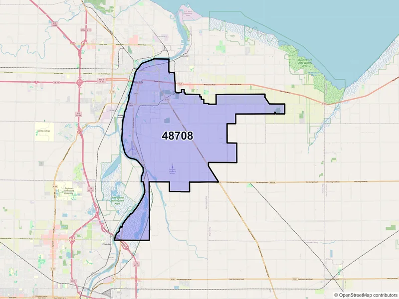 Map of ZIP Code 48708 — Bay City, MI