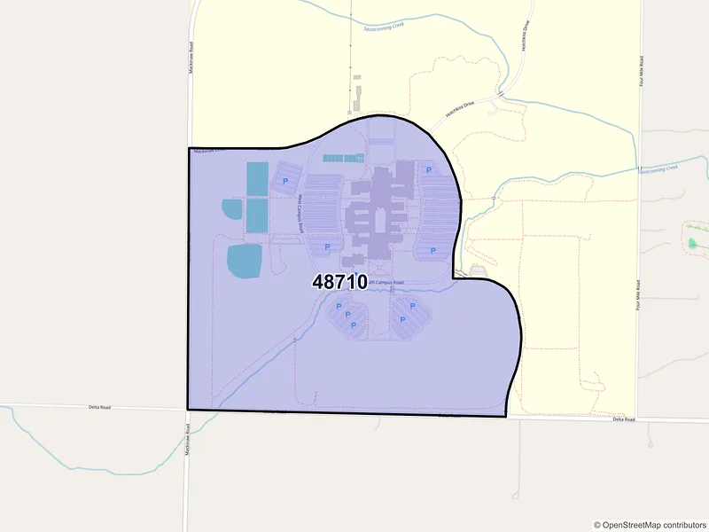 Map of ZIP Code 48710 — University Center, MI