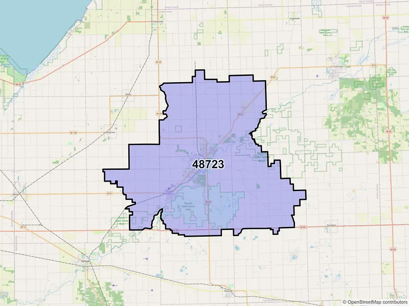 Map of ZIP Code 48723 — Caro, MI