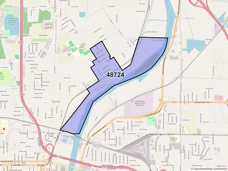 Map of Carrollton, Michigan and ZIP codes