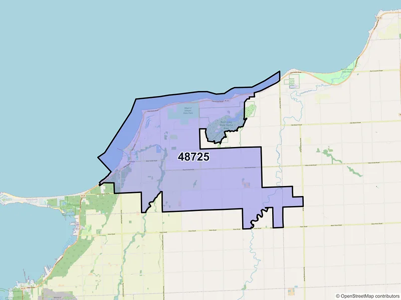 Map of ZIP Code 48725 — Caseville, MI