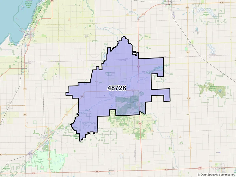Map of ZIP Code 48726 — Cass City, MI