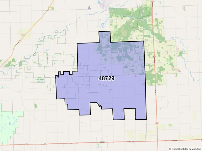 Map of ZIP Code 48729 — Deford, MI