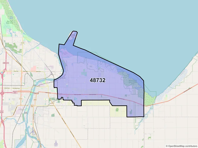 Map of Essexville, Michigan and ZIP codes
