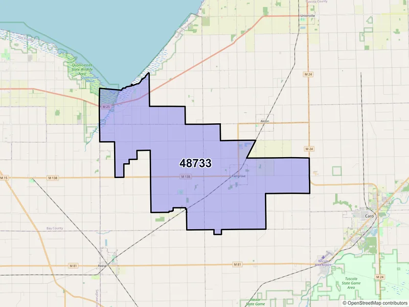 Map of ZIP Code 48733 — Fairgrove, MI