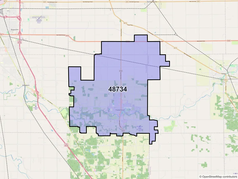 Map of ZIP Code 48734 — Frankenmuth, MI