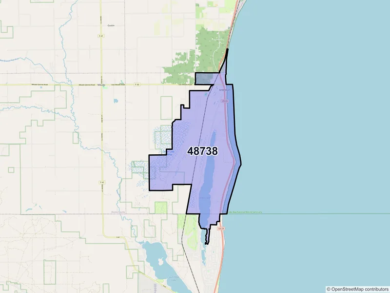 Map of ZIP Code 48738 — Greenbush, MI