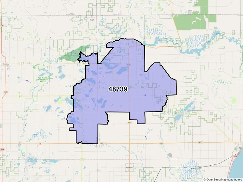 Map of ZIP Code 48739 — Hale, MI