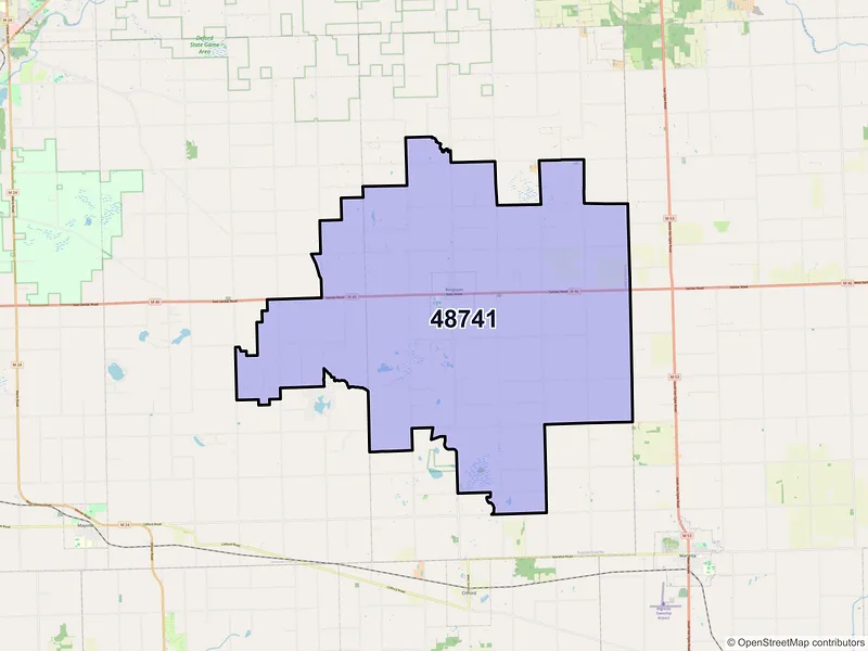 Map of ZIP Code 48741 — Kingston, MI