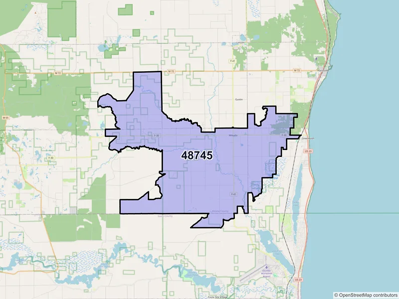 Map of ZIP Code 48745 — Mikado, MI