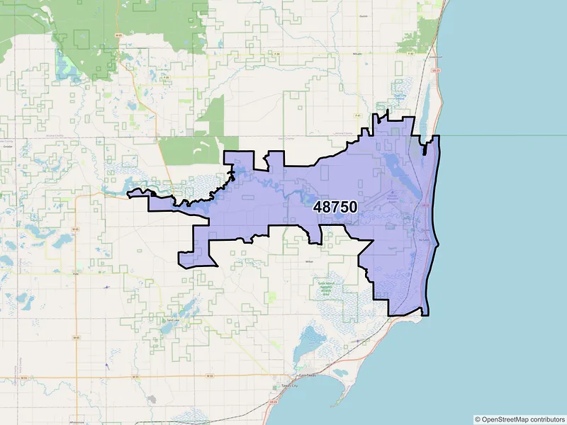 Map of Oscoda, Michigan and ZIP codes