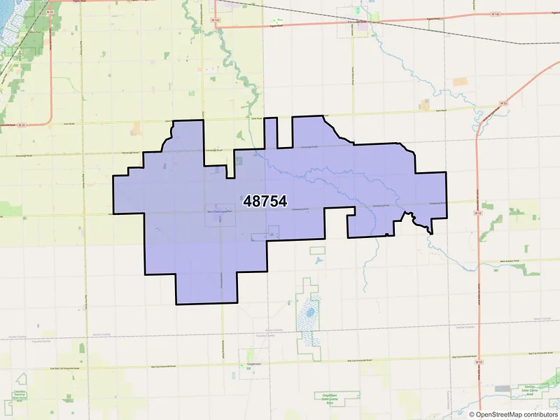 Map of ZIP Code 48754 — Owendale, MI
