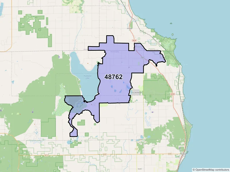Map of ZIP Code 48762 — Spruce, MI