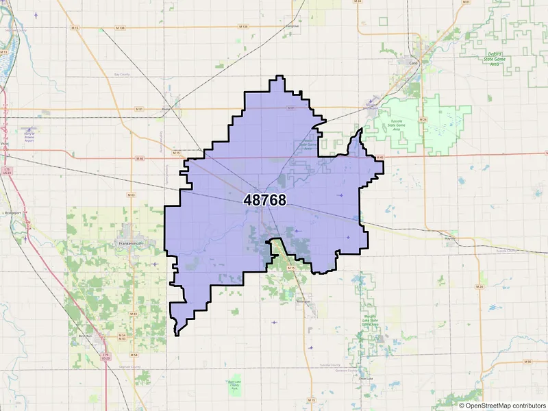 Map of ZIP Code 48768 — Vassar, MI