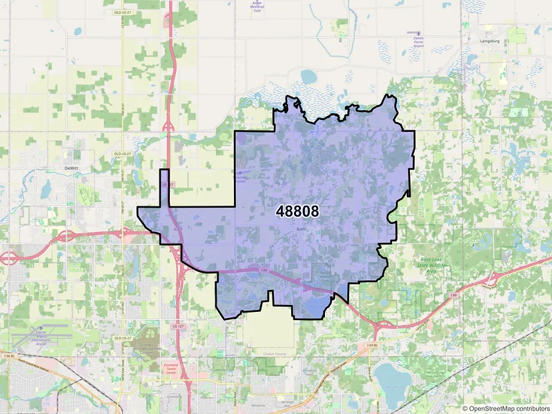 Map of ZIP Code 48808 — Bath, MI