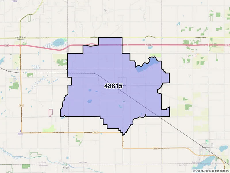 Map of ZIP Code 48815 — Clarksville, MI