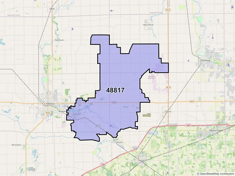 Map of ZIP Code 48817 — Corunna, MI