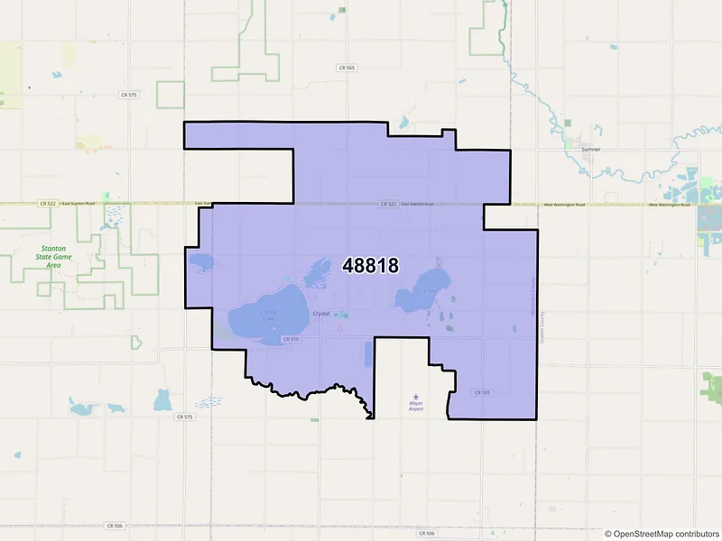 Map of ZIP Code 48818 — Crystal, MI