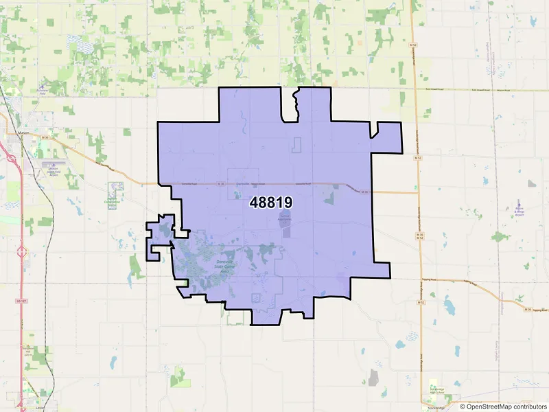 Map of ZIP Code 48819 — Dansville, MI