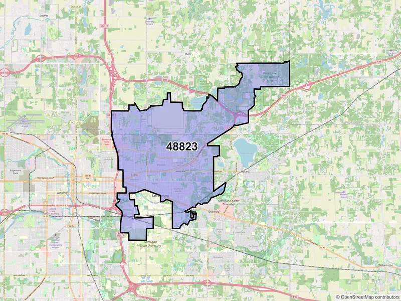 Map of ZIP Code 48823 — East Lansing, MI