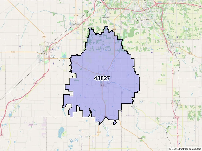 Map of ZIP Code 48827 — Eaton Rapids, MI