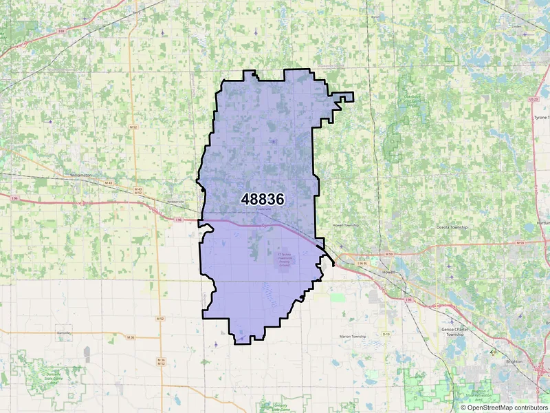 Map of ZIP Code 48836 — Fowlerville, MI
