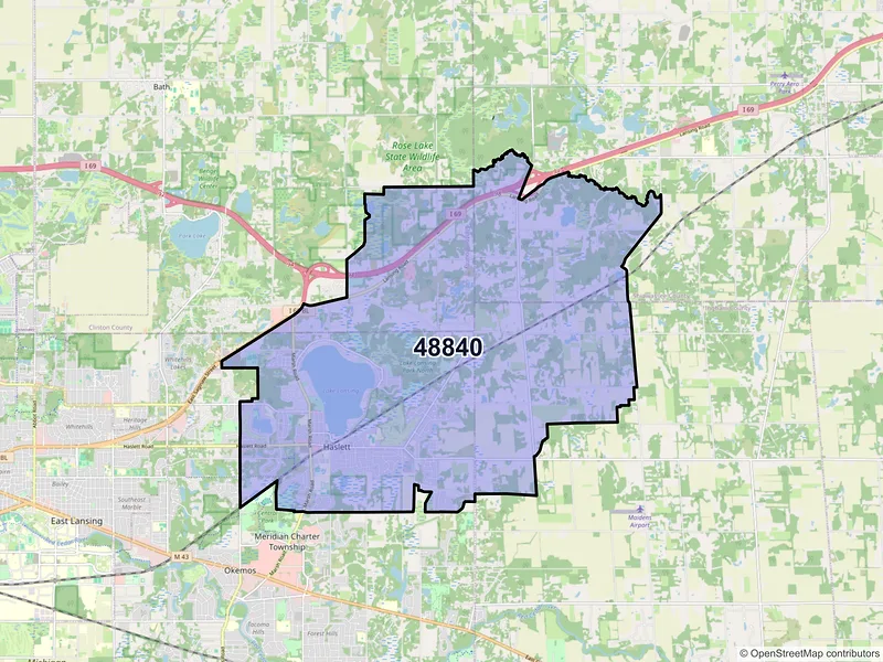 Map of ZIP Code 48840 — Haslett, MI