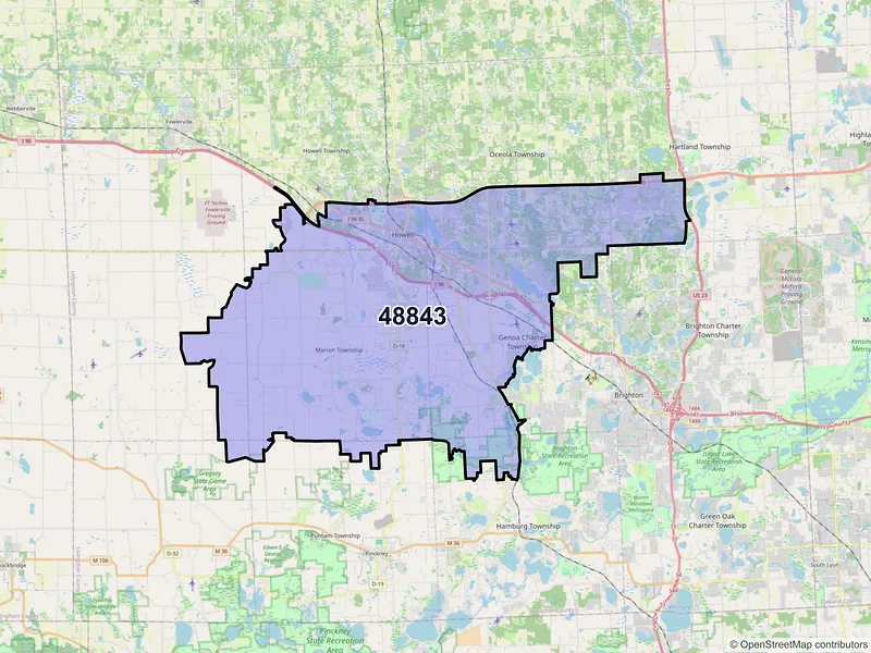 Map of ZIP Code 48843 — Howell, MI