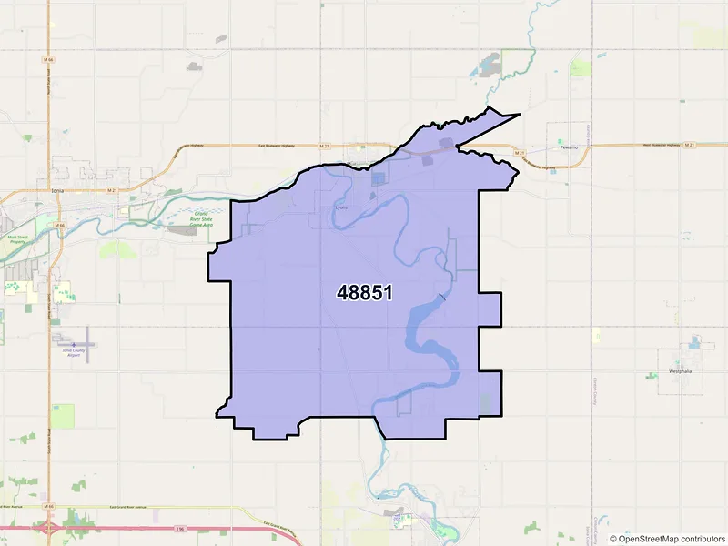 Map of ZIP Code 48851 — Lyons, MI