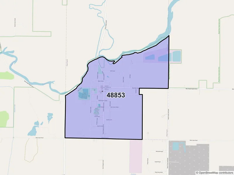 Map of Maple Rapids, Michigan and ZIP codes